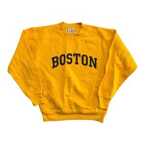 Vintage Boston College Yellow Crewneck Pullover Sweatshirt Medium